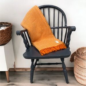 Klippan Chevron Wool Blanket In Orange & Ivory